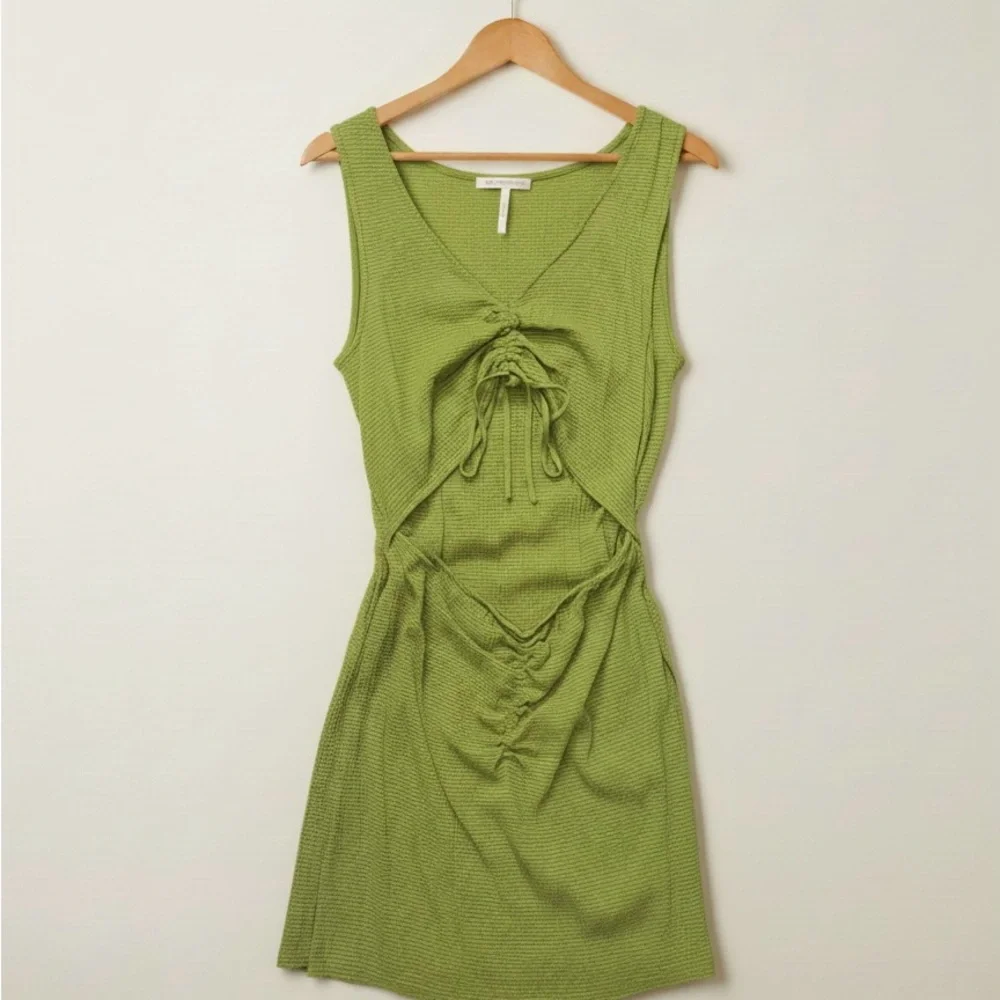 Free People Olive Green Ruched Mini Dress - Picture 3 of 5